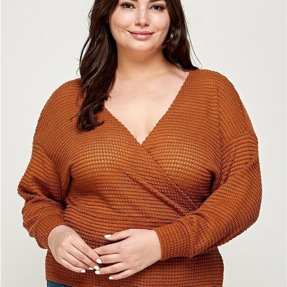 Plus size camel autumn winter sweater knit top‎ - Picture 5 of 8